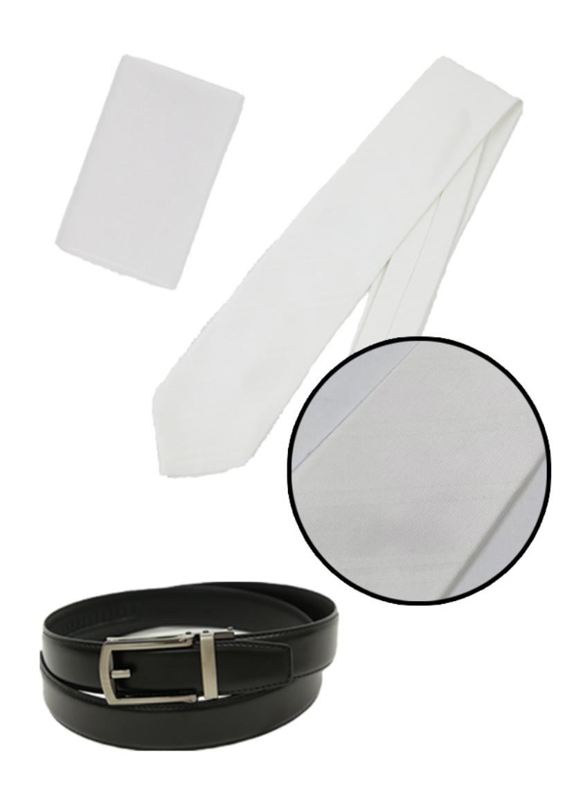 【小物セット】メンズフォーマル用（冠婚葬祭）白ネクタイ（ストライプ） の画像1