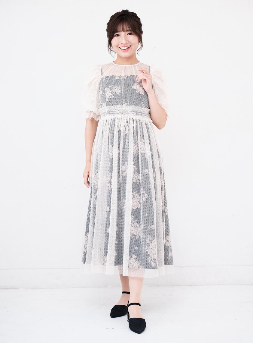 2wayレースシャーリング花柄キャミワンピース の画像1