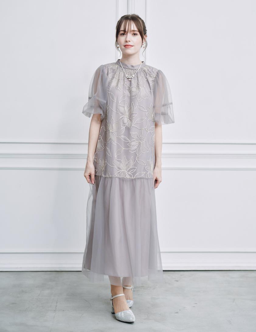 リリーパターンチュールワンピース の画像1