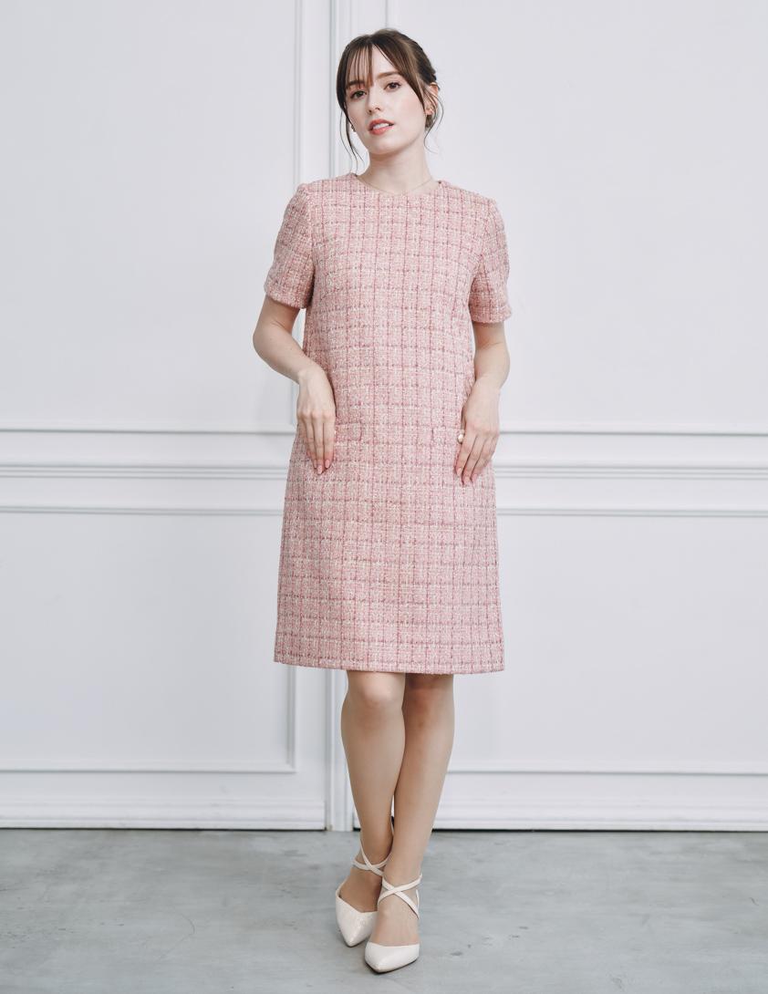 【CELFORD】ハーフスリーブツイードミニワンピース の画像1