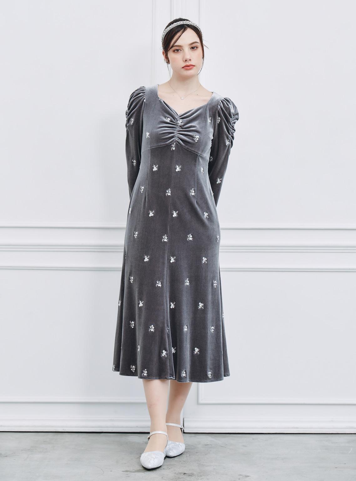 【CELFORD】花柄刺繍ベロアワンピース の画像1