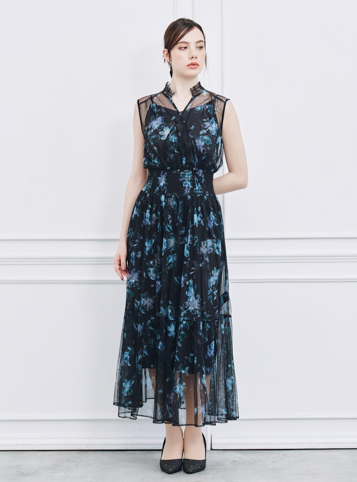 【FRAY I.D】シアーフラワープリーツワンピース の画像1