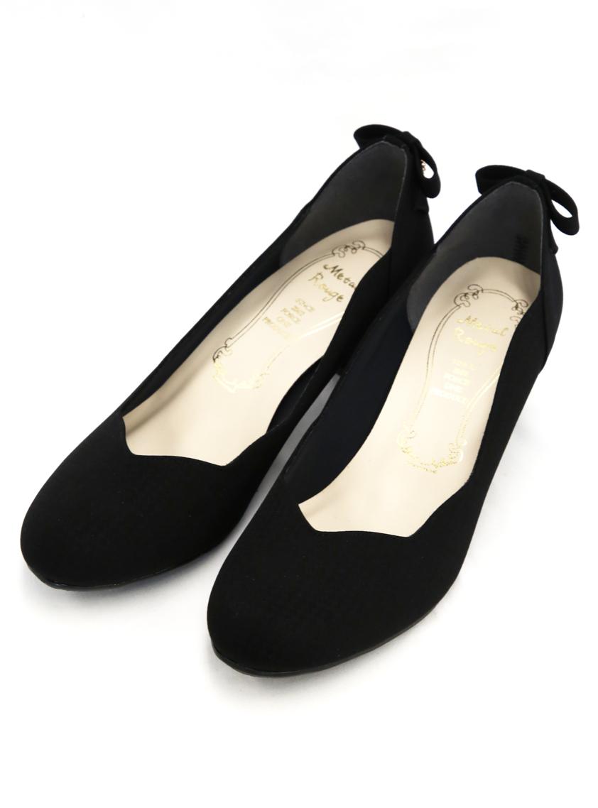 【日本製】チャーム付きバックリボンラウンドトゥパンプス の画像1