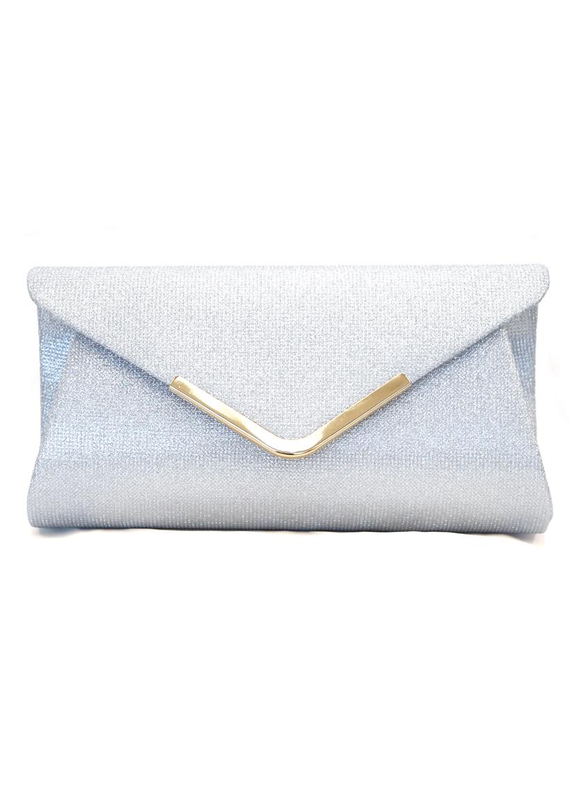 ラメVメタルクラッチバッグ の画像1