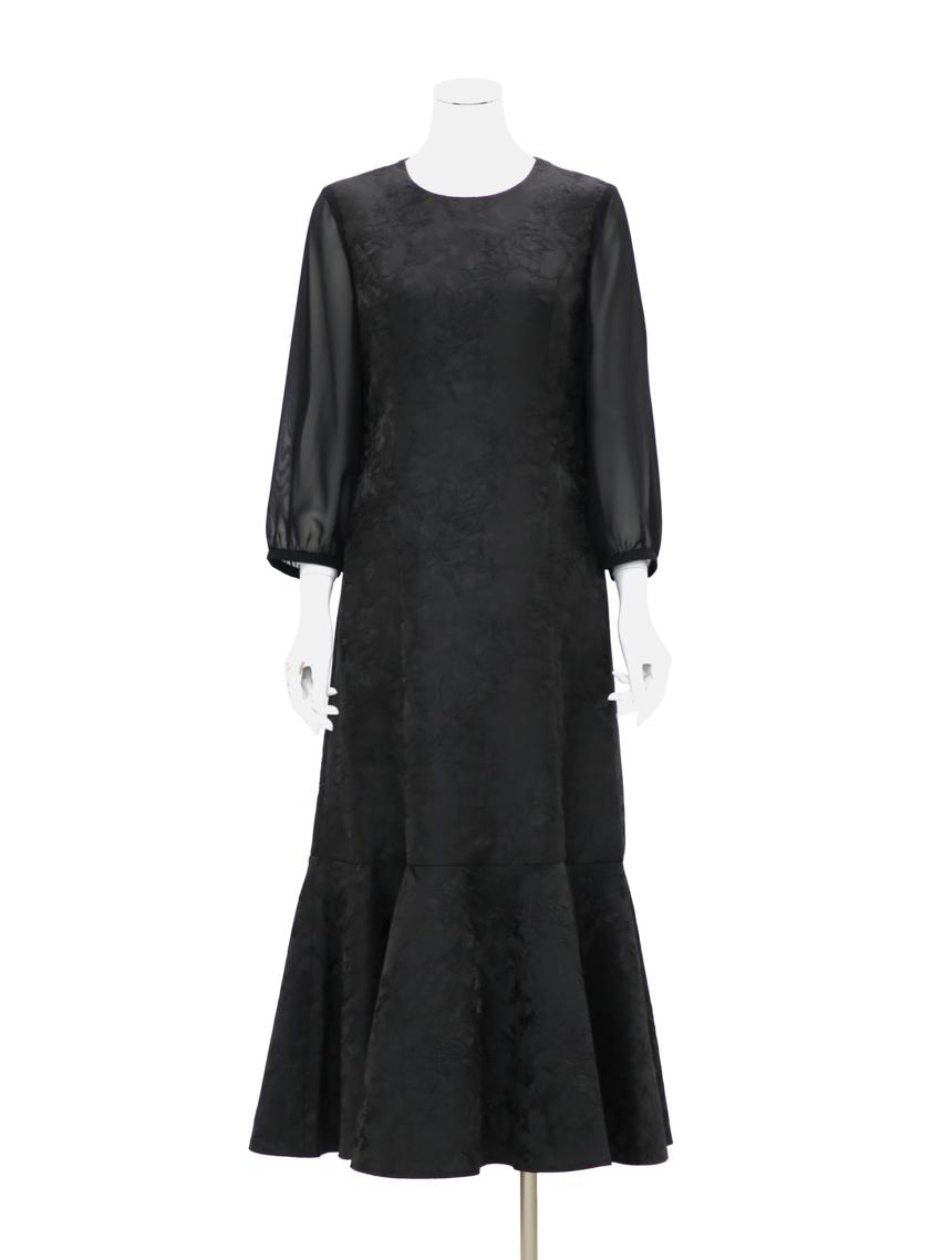 重ねジャガード裾切り替えワンピース の画像1