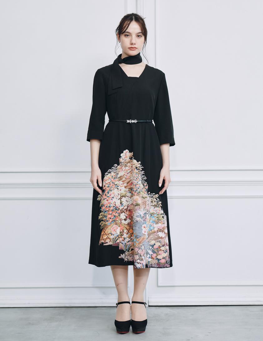 着物リメイクスクエアネックドレス の画像1