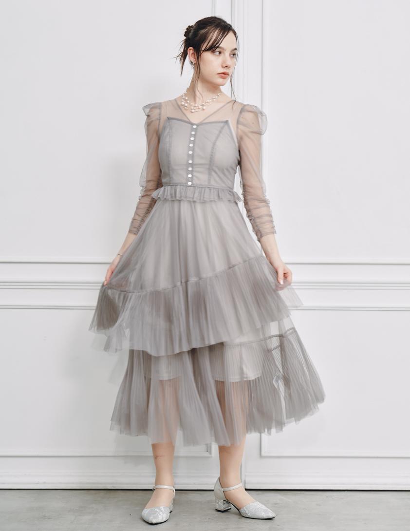 【SNIDEL】Sustainableティアードチュールワンピース の画像1
