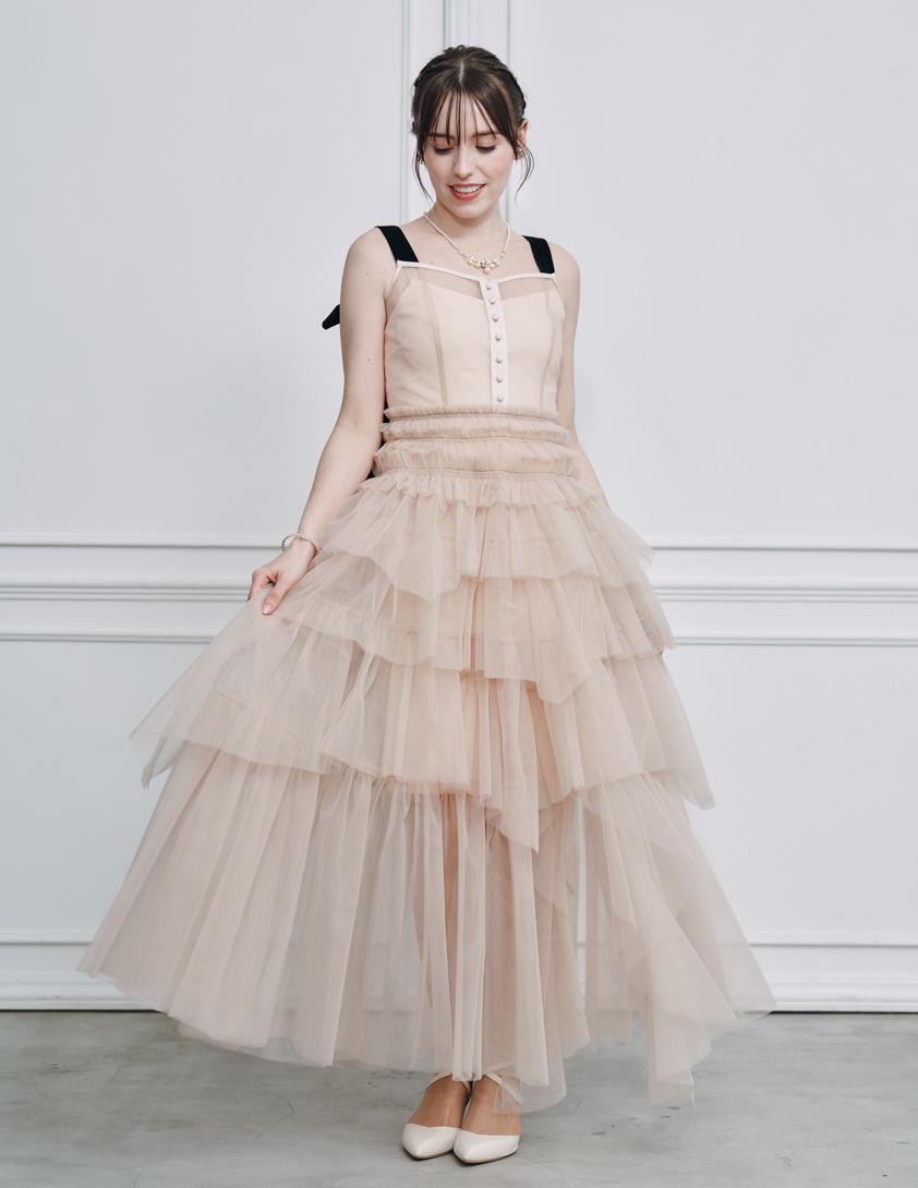 【SNIDEL】チュールティアードボリュームワンピース の画像1