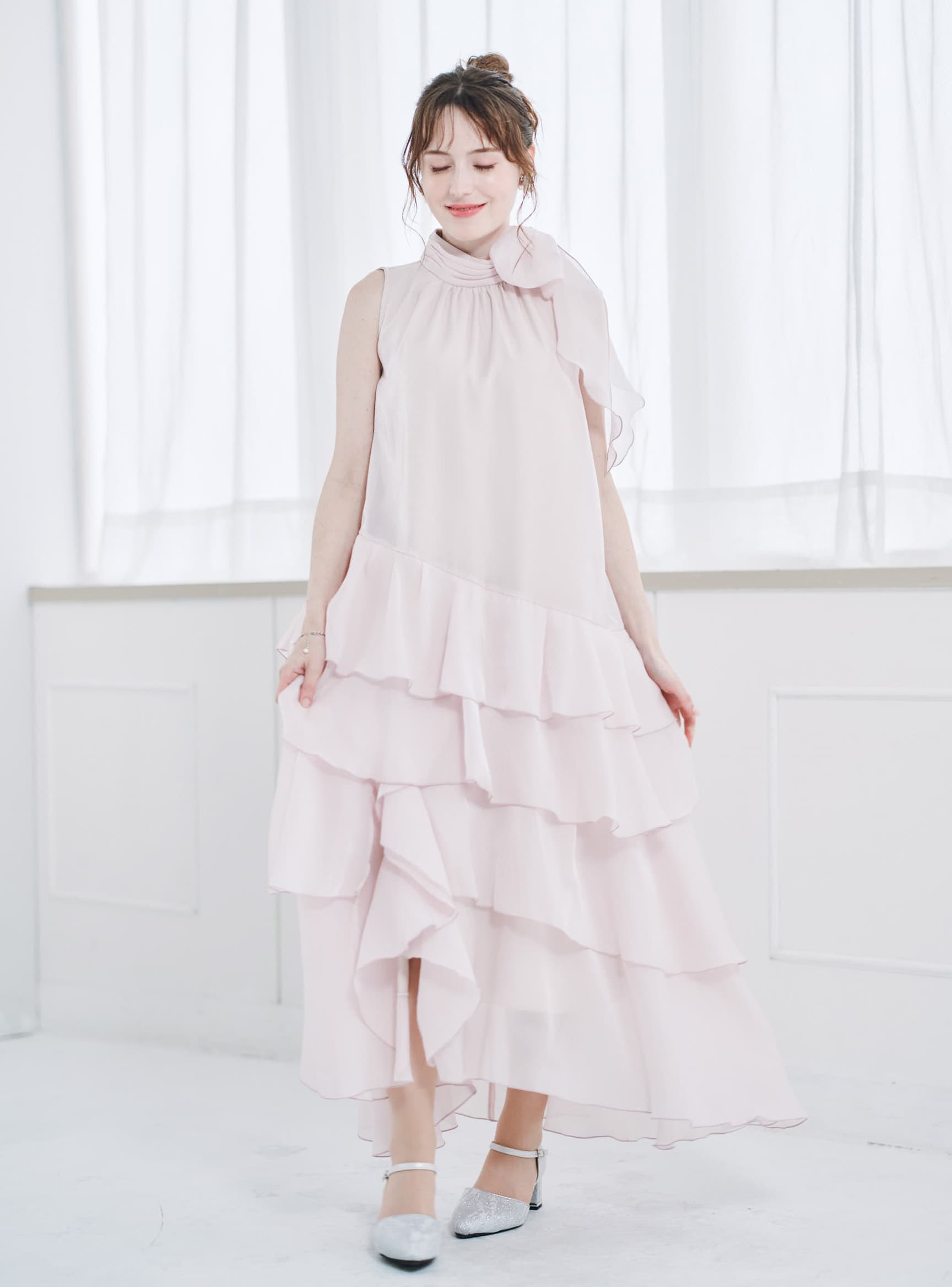 SNIDEL】スパークルシアーティアードワンピース｜結婚式パーティの 