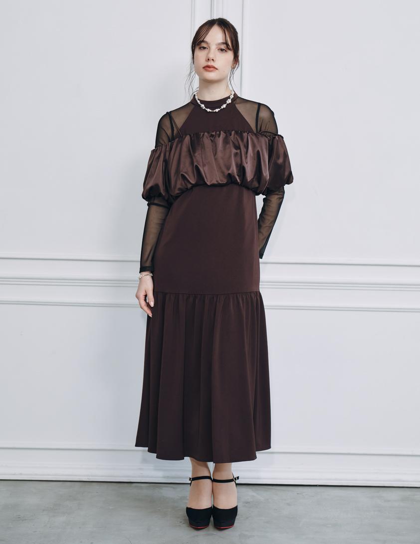 ビスチェ付きホルターネックワンピース の画像1