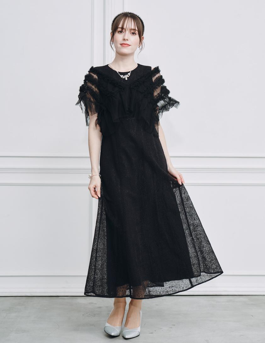 チュールボレロ付きモザイクレースワンピース の画像1