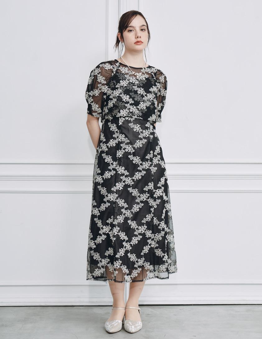 2wayハニカムチュールワンピース の画像1