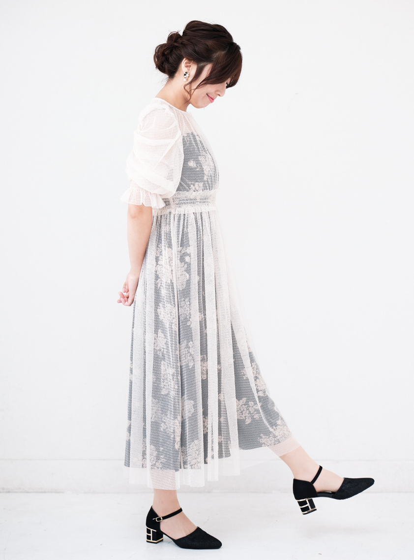 2wayレースシャーリング花柄キャミワンピース の画像2