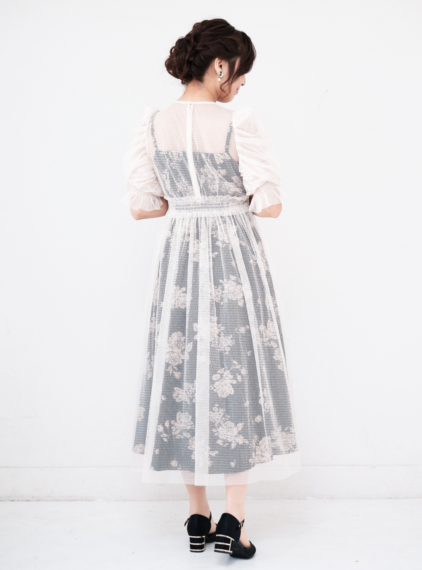 2wayレースシャーリング花柄キャミワンピース の画像3