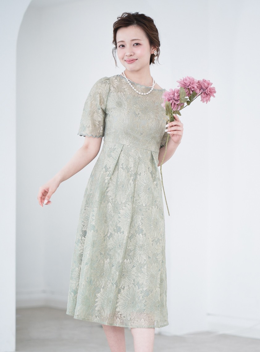 ゴールド刺繍レースヴィンテージワンピース の画像4