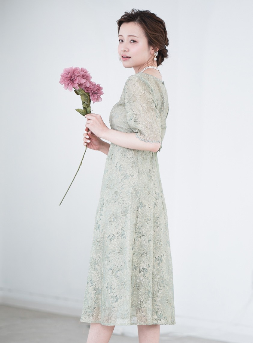 ゴールド刺繍レースヴィンテージワンピース の画像5