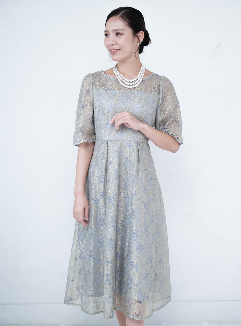 ゴールド刺繍レースヴィンテージワンピース の画像4