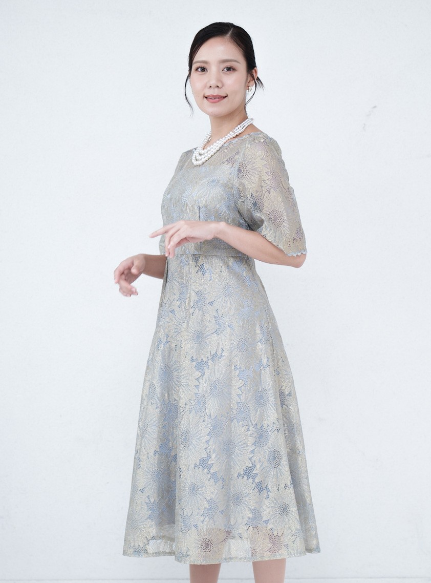 ゴールド刺繍レースヴィンテージワンピース の画像5