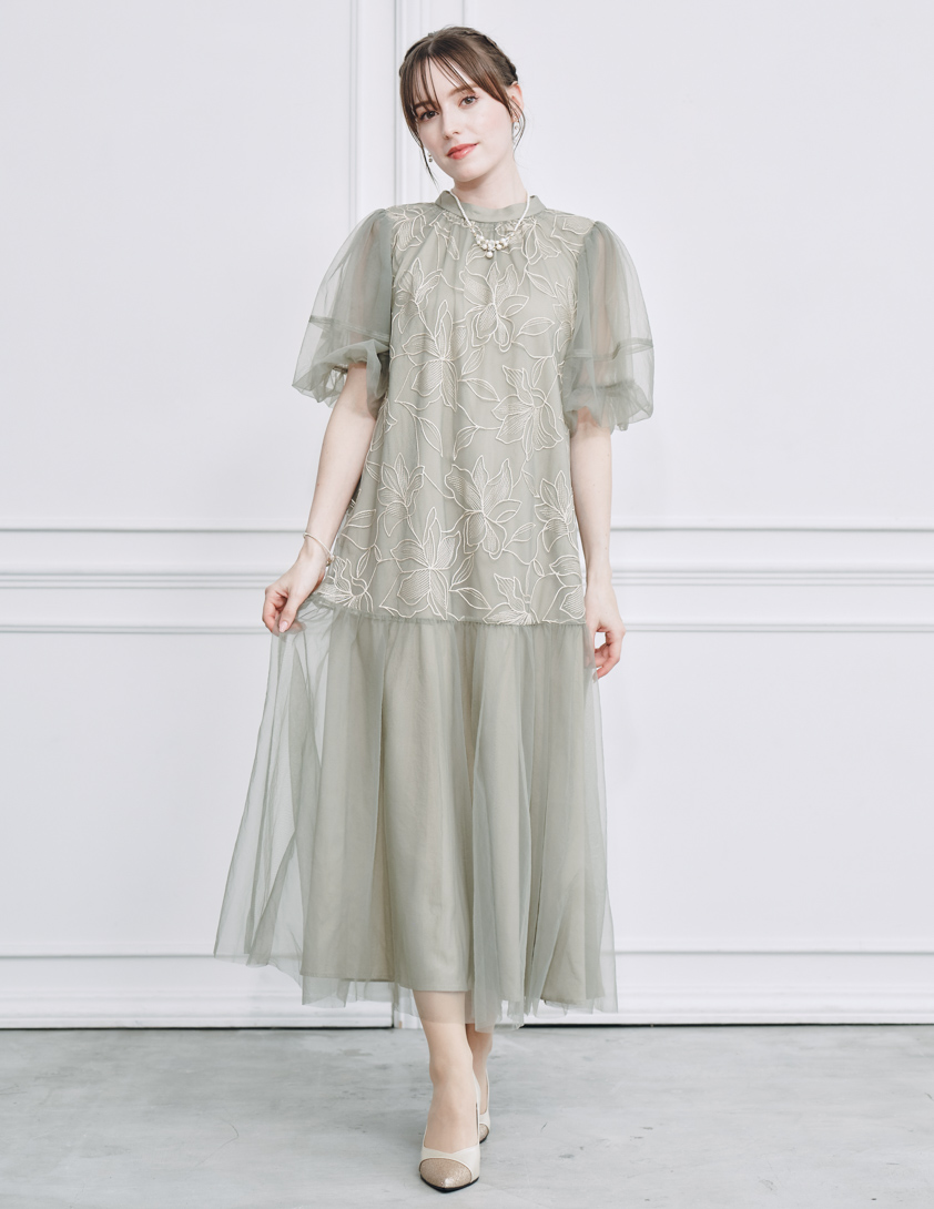 【ルルティオリジナル】リリーパターンチュールワンピース の画像1