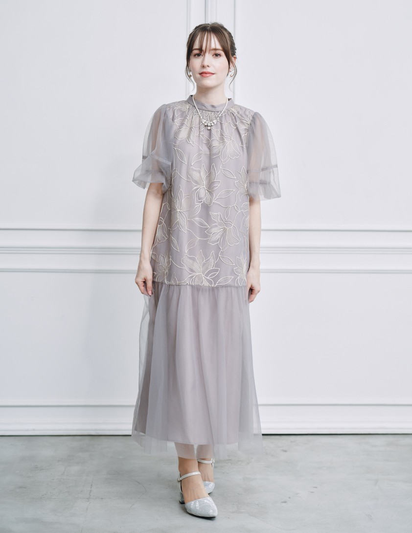 リリーパターンチュールワンピース の画像1