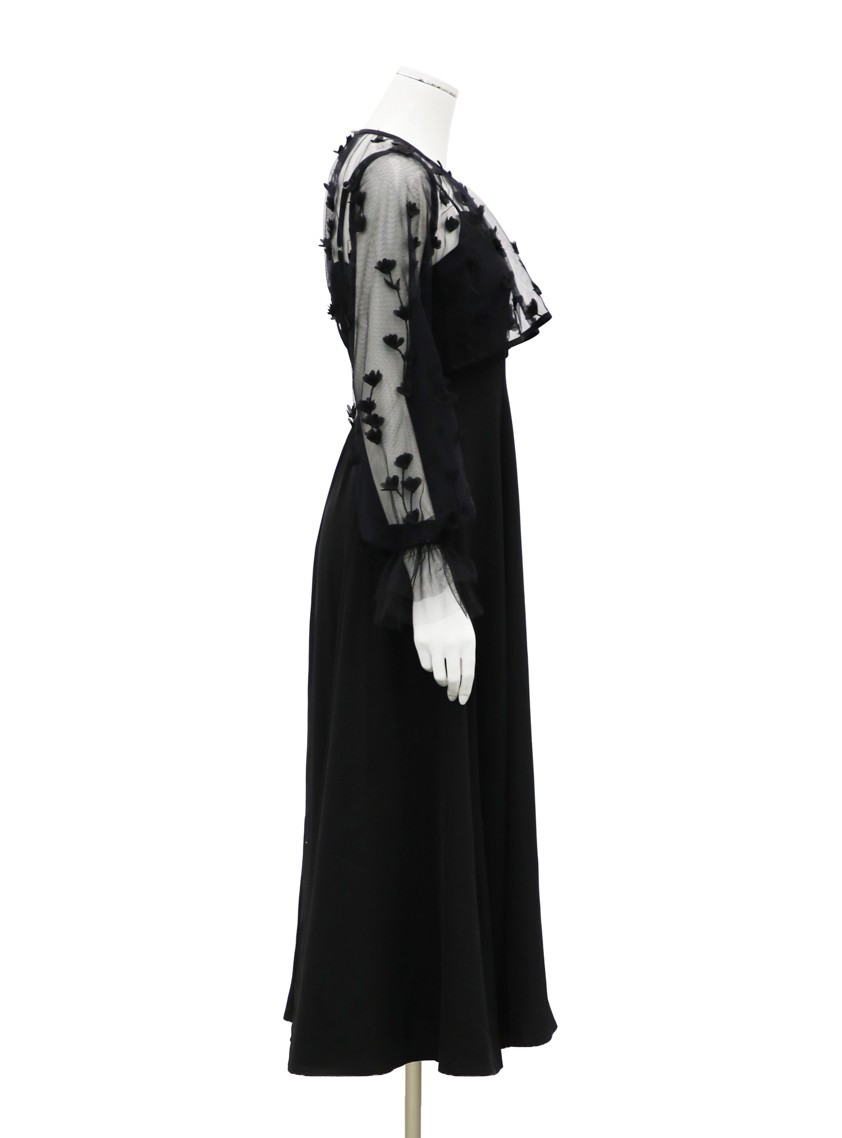 【AIMER】3Dフラワー刺繍ボリュームスリーブブラウス×フィット＆フレアキャミソールワンピース の画像2