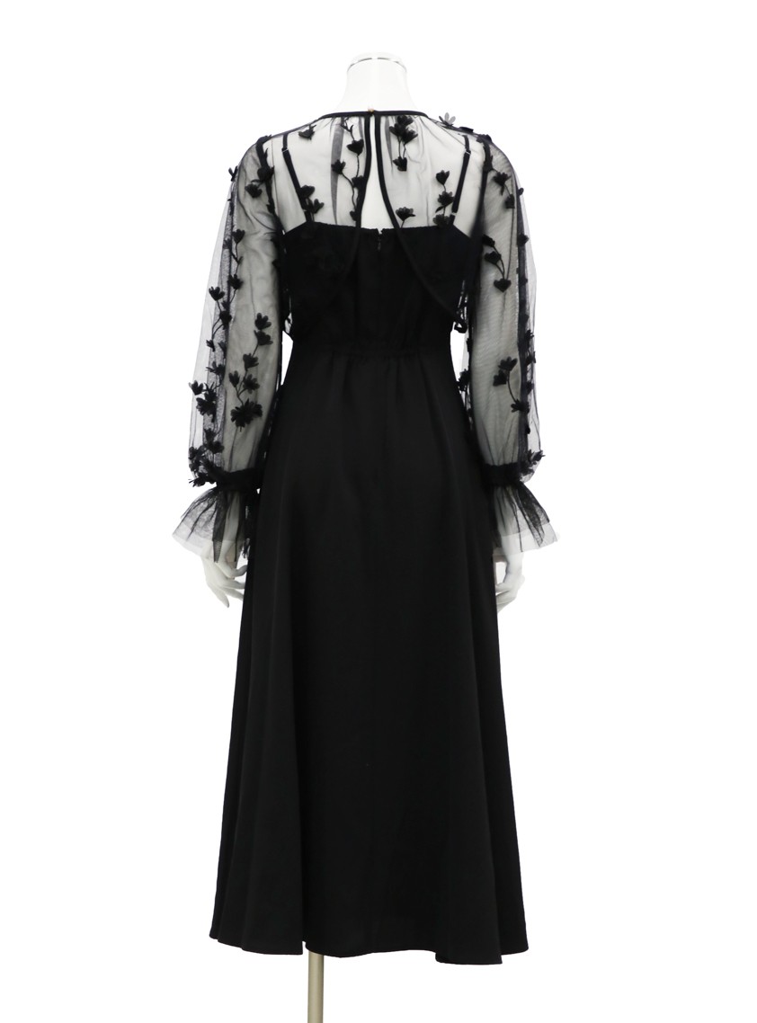 【AIMER】3Dフラワー刺繍ボリュームスリーブブラウス×フィット＆フレアキャミソールワンピース の画像3