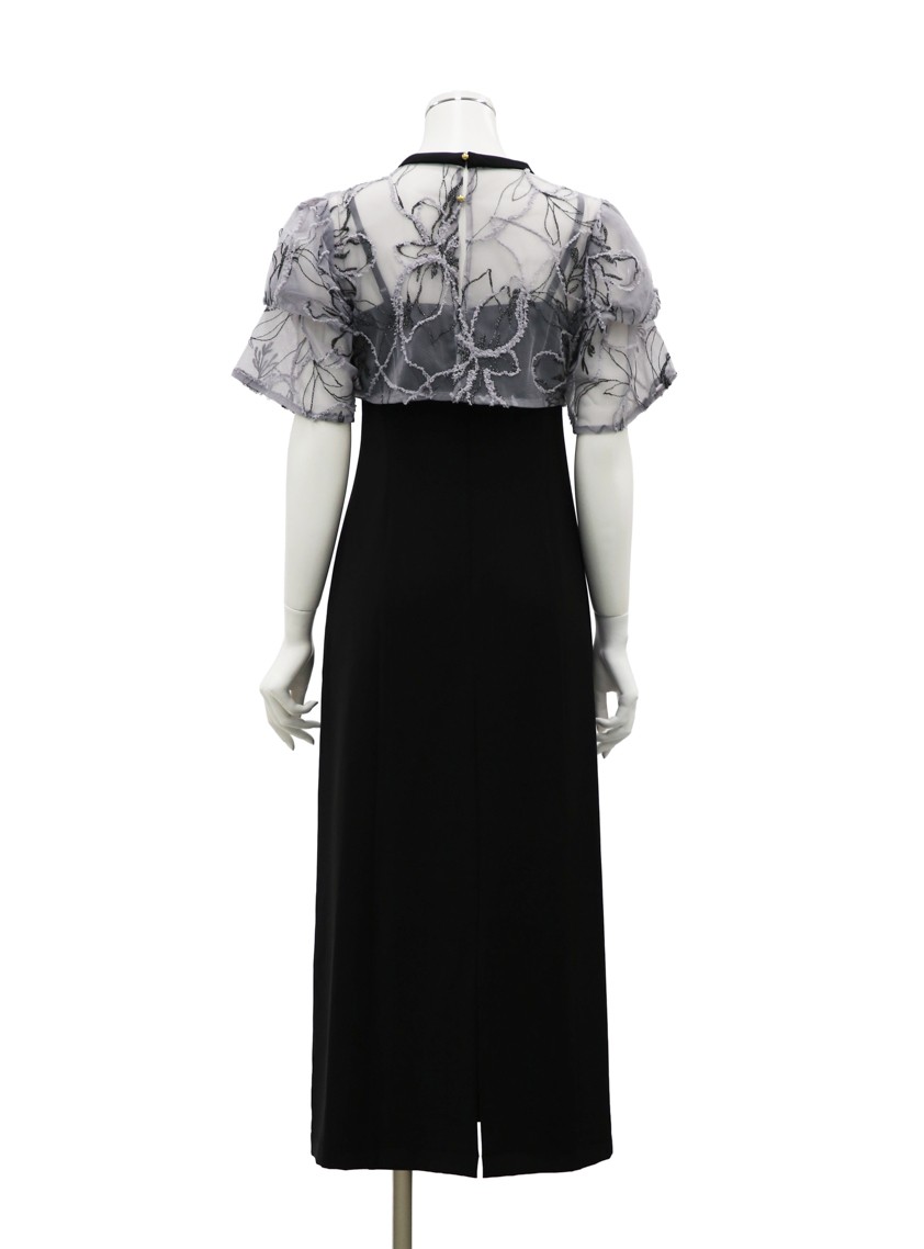 【AIMER】フラワーモール刺繍キーネックブラウス×Iラインキャミソールワンピース の画像3