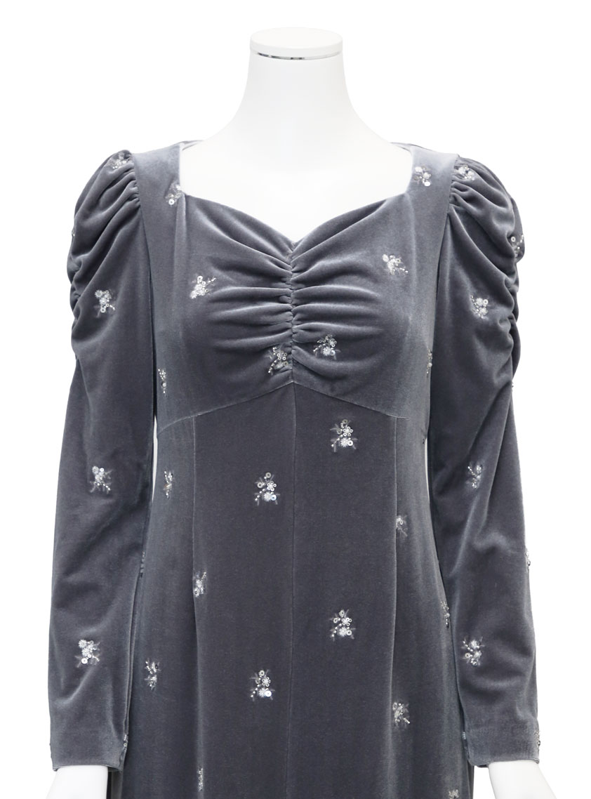 【CELFORD】花柄刺繍ベロアワンピース の画像4