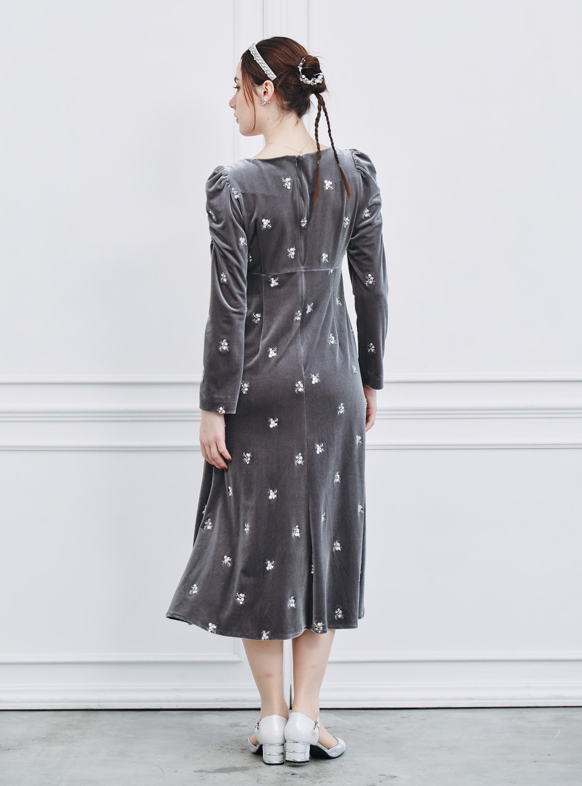 【CELFORD】花柄刺繍ベロアワンピース の画像3