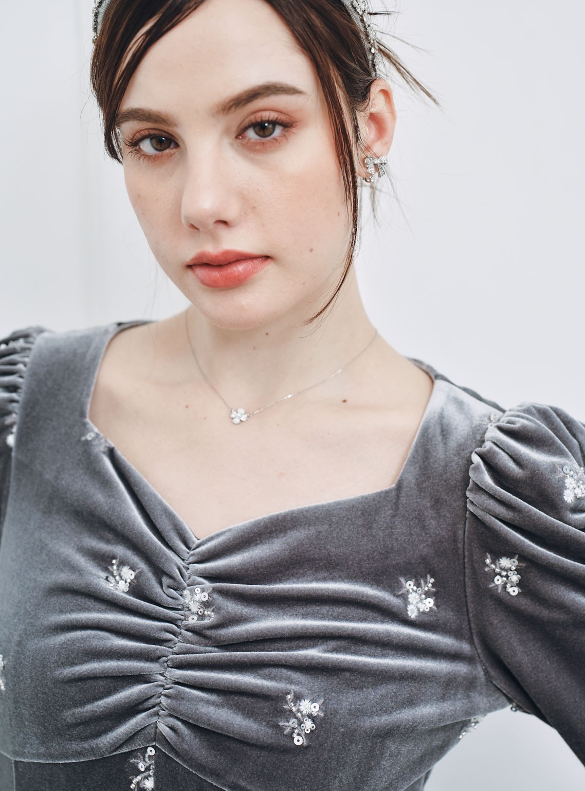 【CELFORD】花柄刺繍ベロアワンピース の画像6