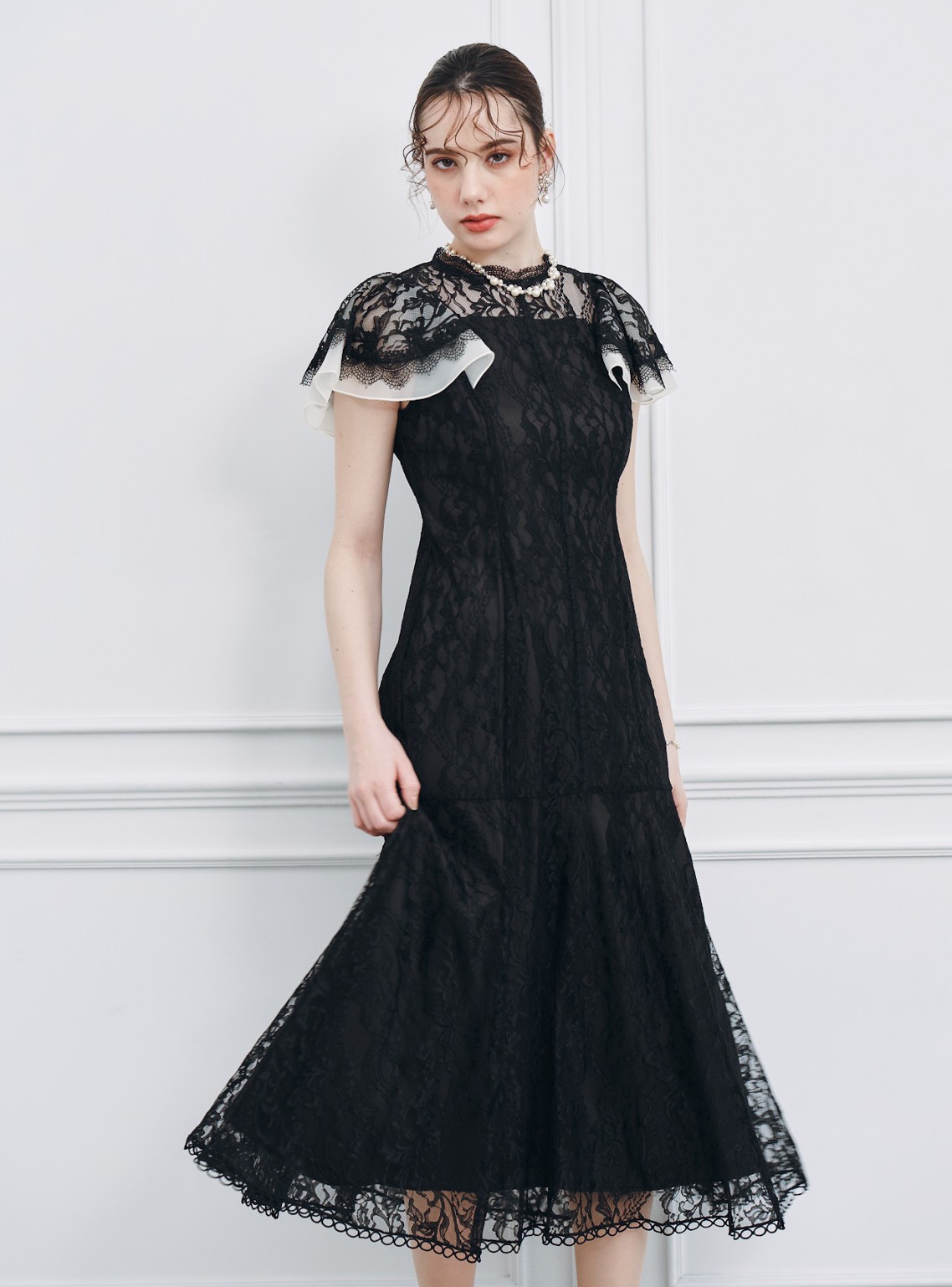 【CELFORD】フレアスリーブレースマーメイドワンピース の画像4