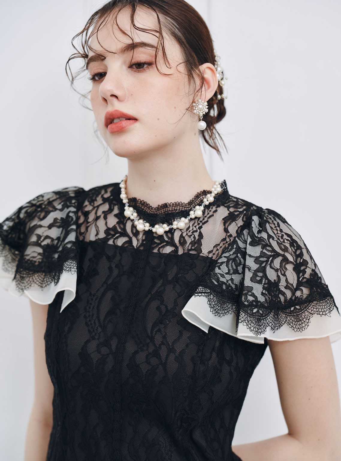 【CELFORD】フレアスリーブレースマーメイドワンピース の画像6