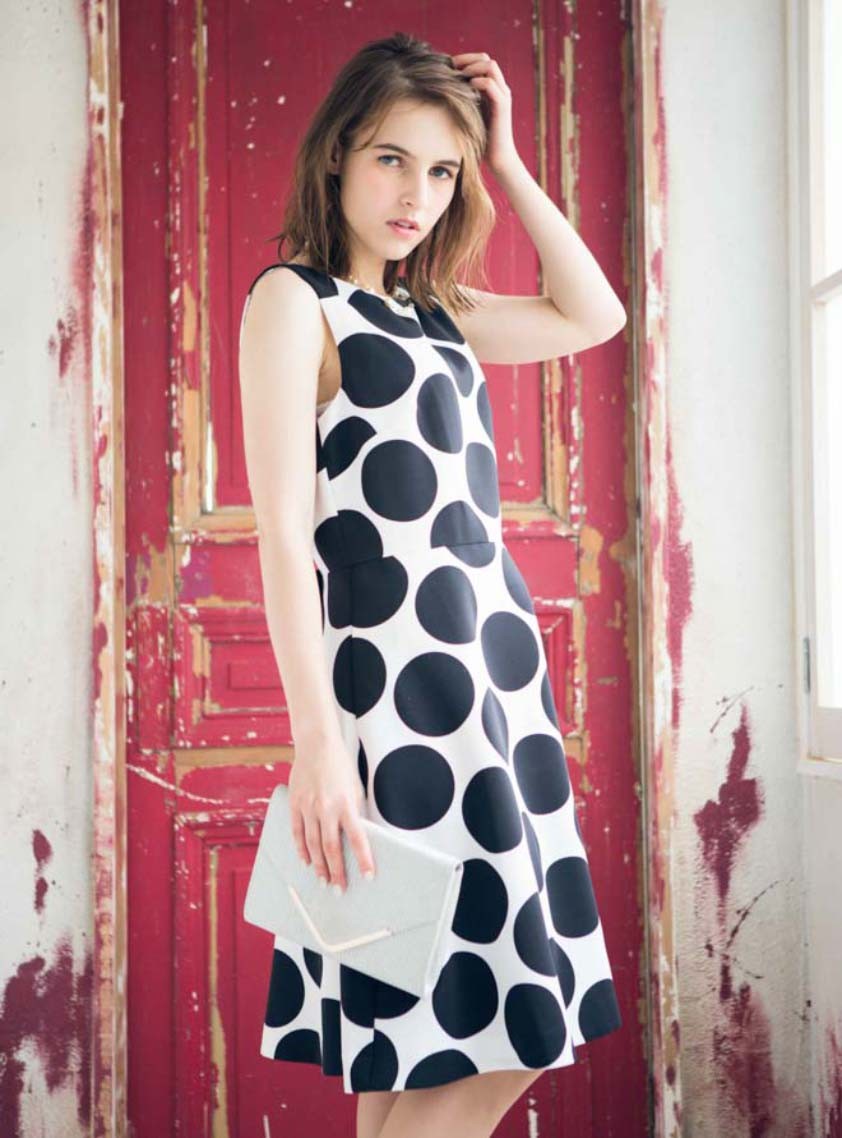 ノースリーブポケット付きドットバックリボンワンピース の画像2