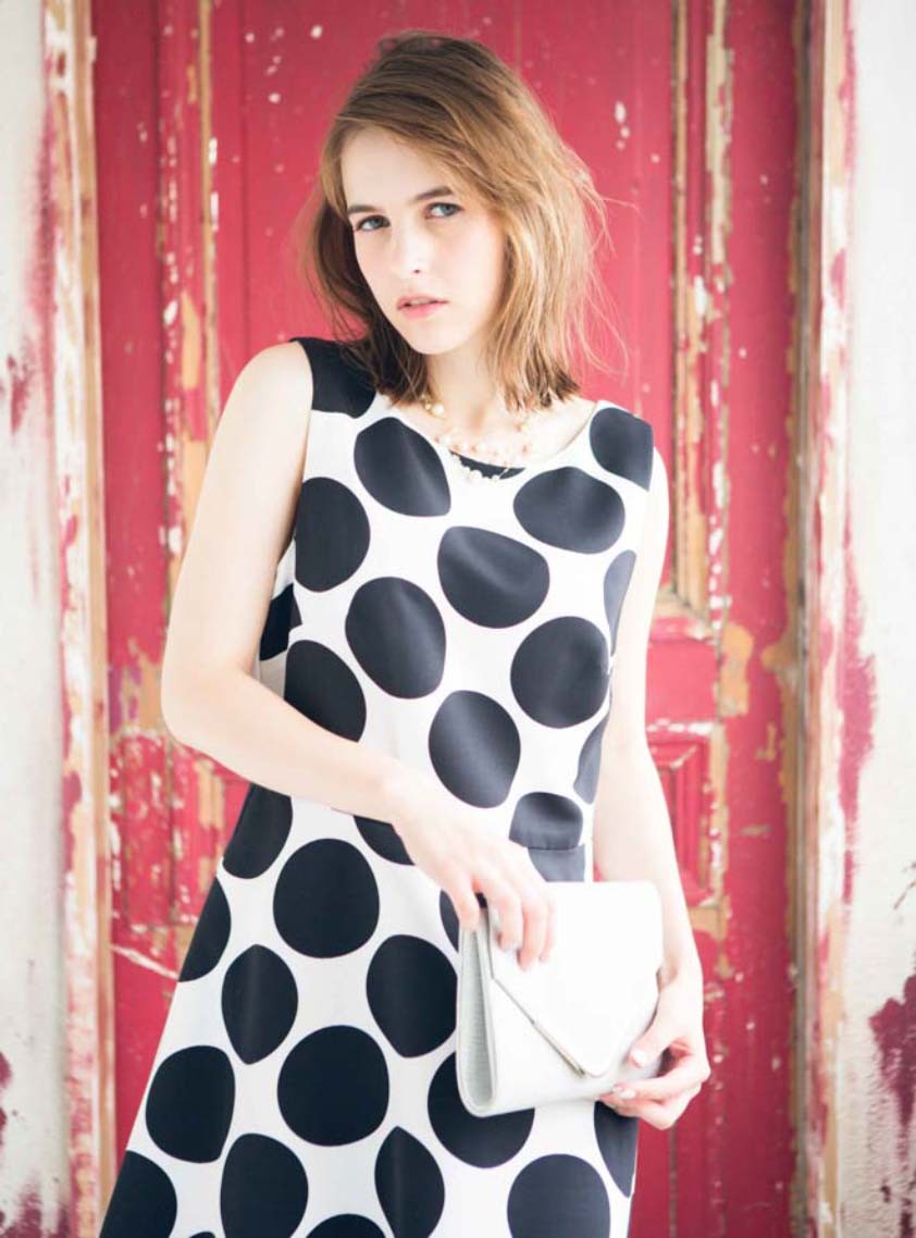 ノースリーブポケット付きドットバックリボンワンピース の画像3