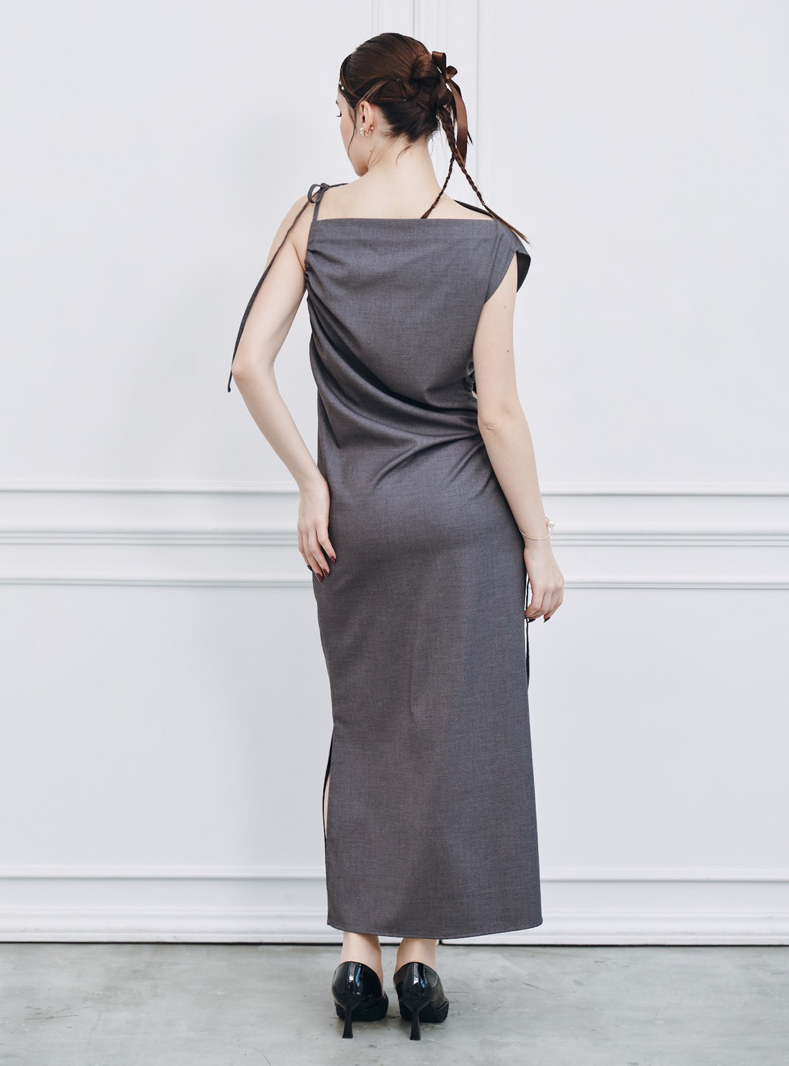 【FRAY I.D】ドローストリングギャザードレープワンピース の画像3