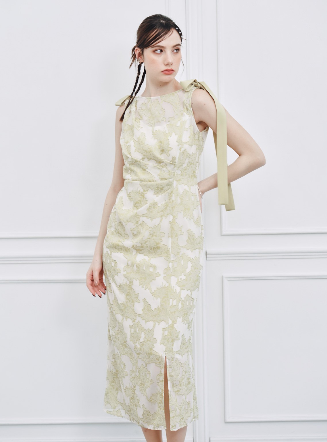 【FRAY I.D】2wayショルダーリボンシアージャガードワンピース の画像4