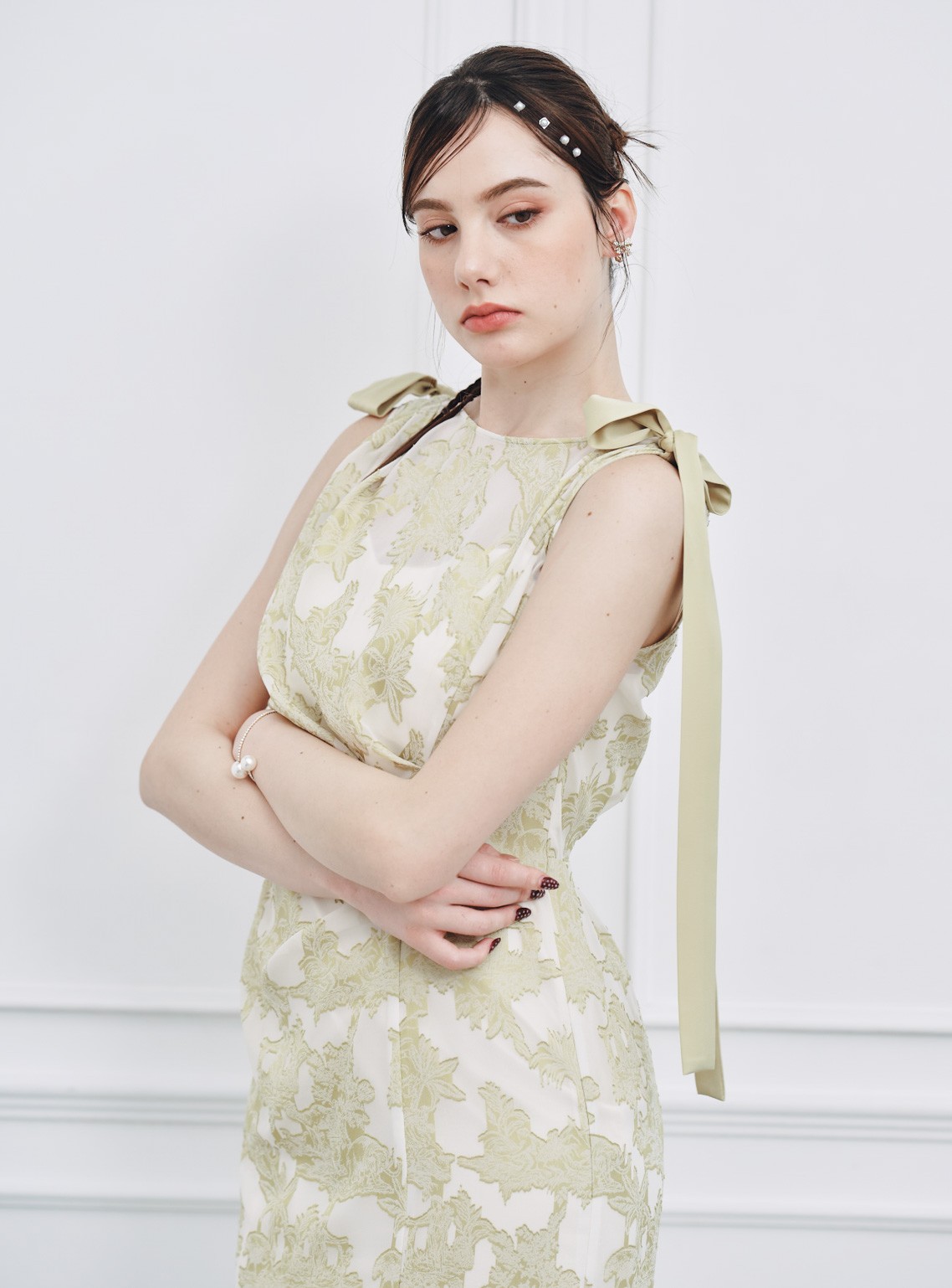 【FRAY I.D】2wayショルダーリボンシアージャガードワンピース の画像5