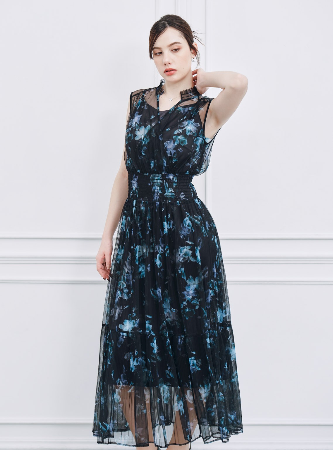 【FRAY I.D】シアーフラワープリーツワンピース の画像4