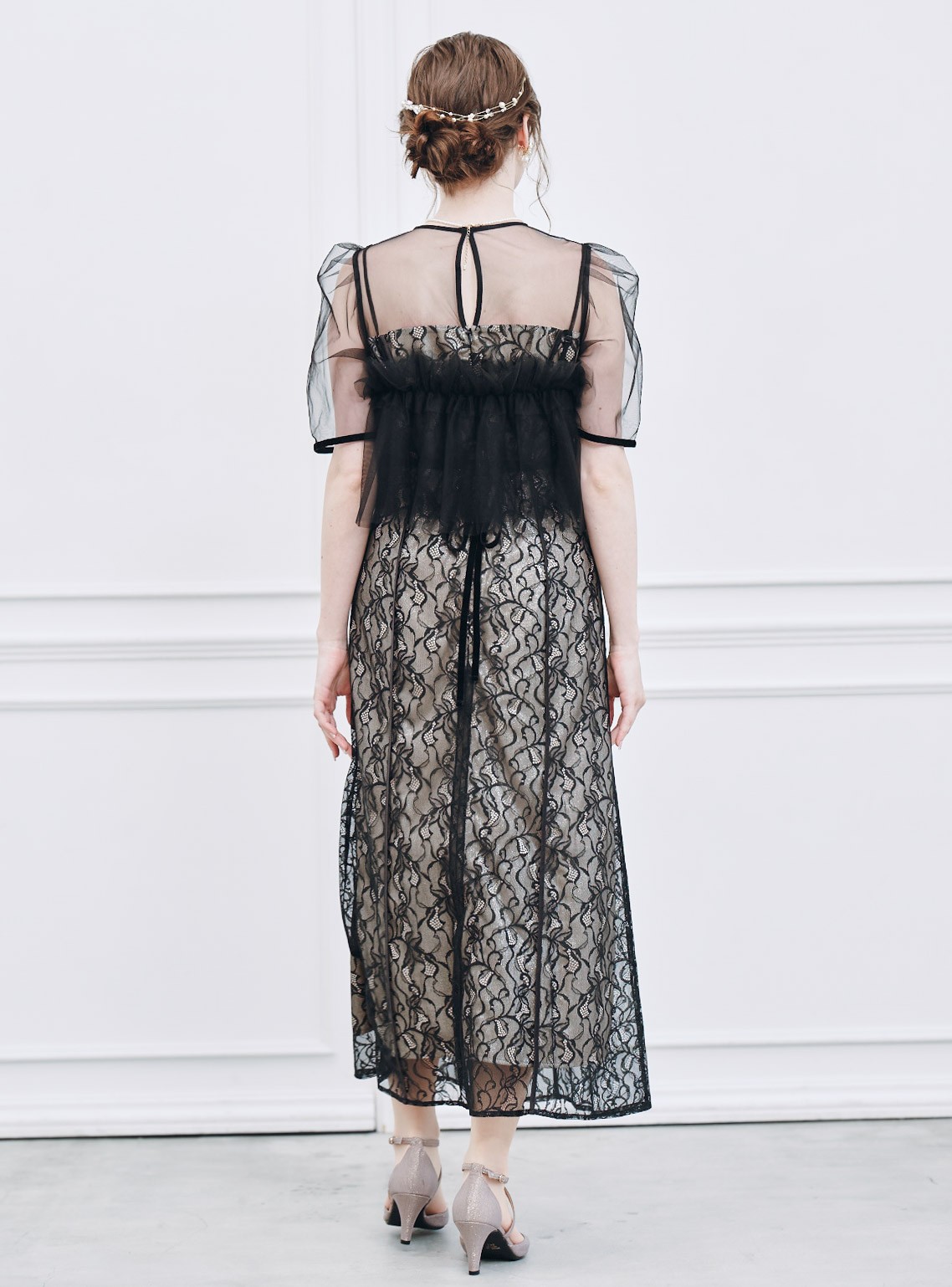 【FRAY I.D】シルバーリーフレースレイヤードワンピース の画像3