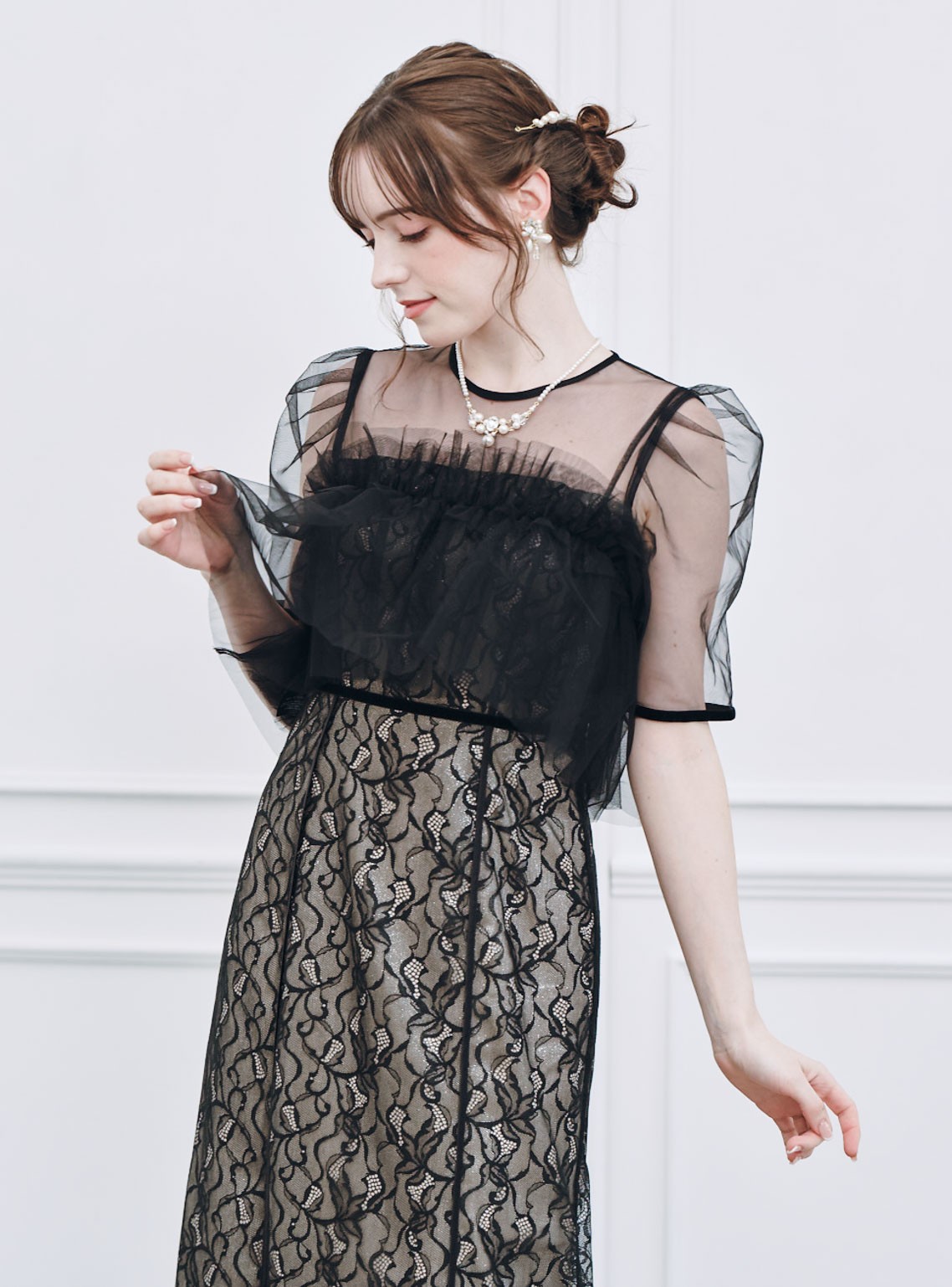 【FRAY I.D】シルバーリーフレースレイヤードワンピース の画像5