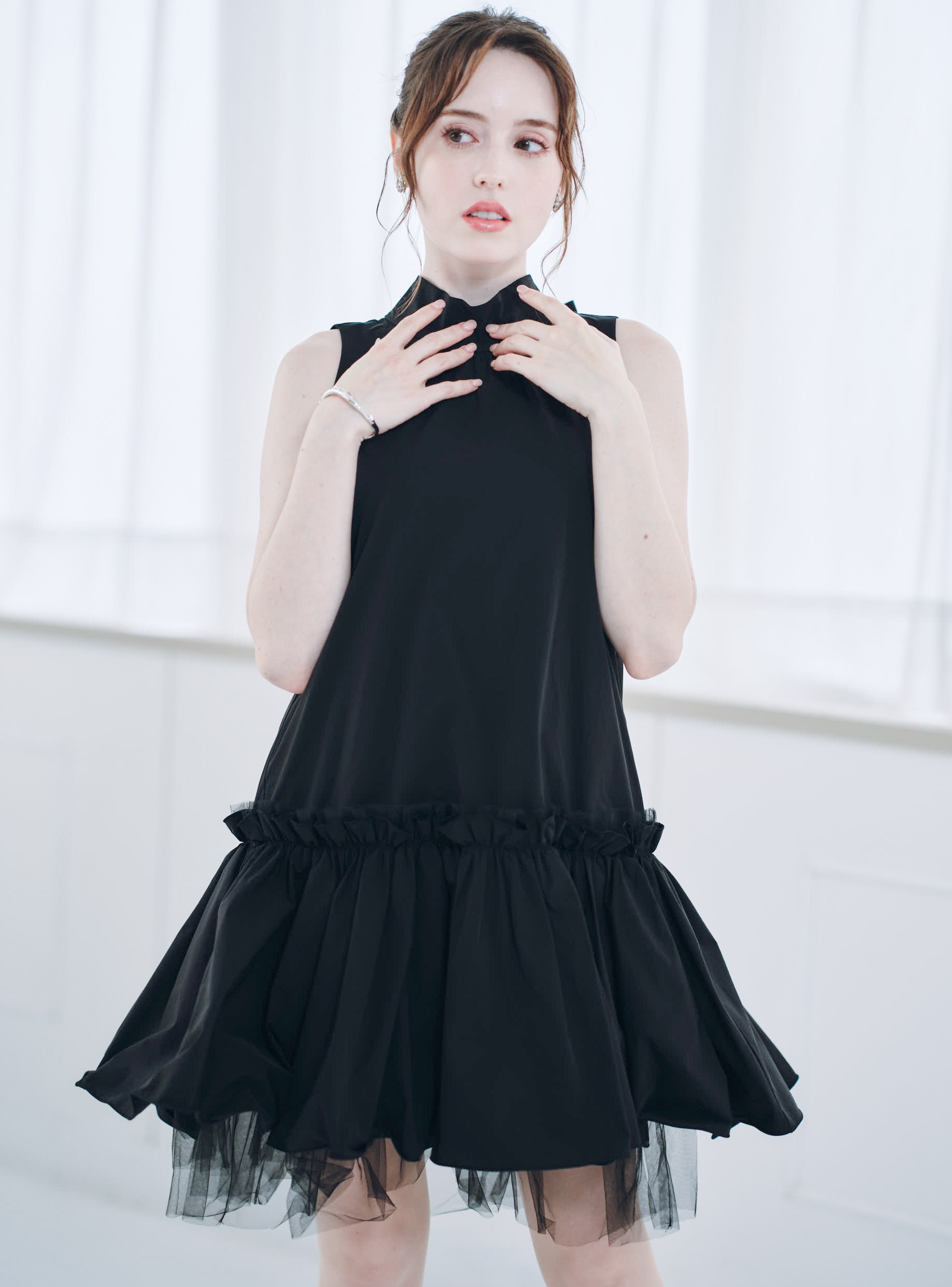 【FRAY I.D】チュールレイヤーホルターミニワンピース の画像4