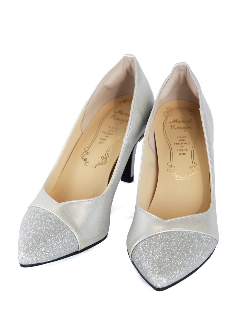 【日本製】ラメ切り替えポインテッドトゥパンプス の画像1