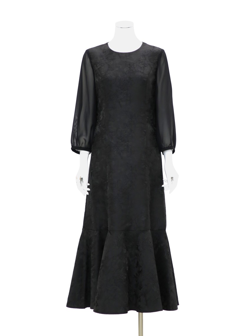 重ねジャガード裾切り替えワンピース の画像1