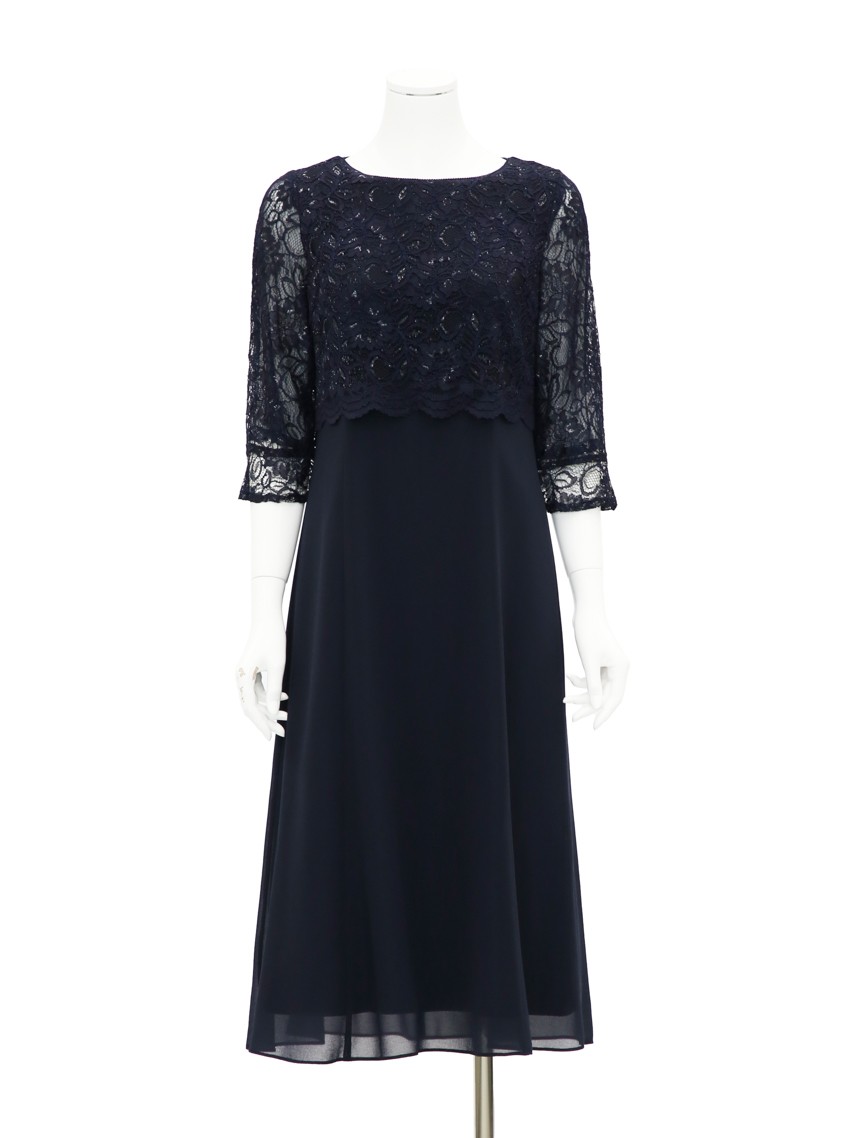 袖付きレースシフォンワンピース の画像1