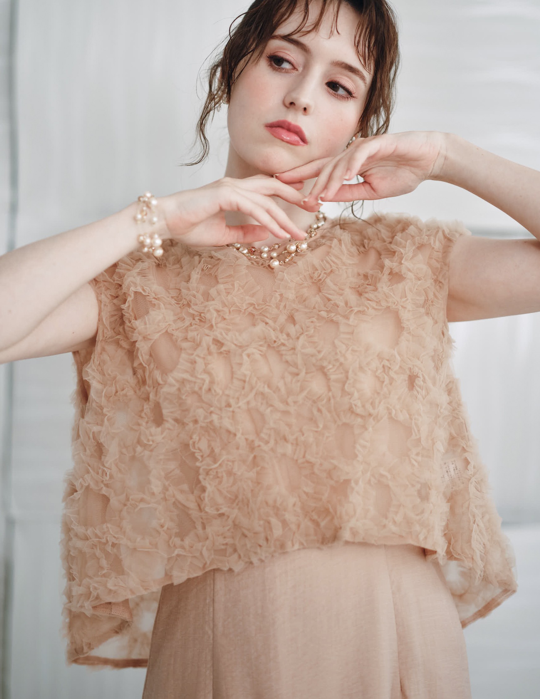 【kaene】フラッフィーフラワーコンビワンピース の画像6