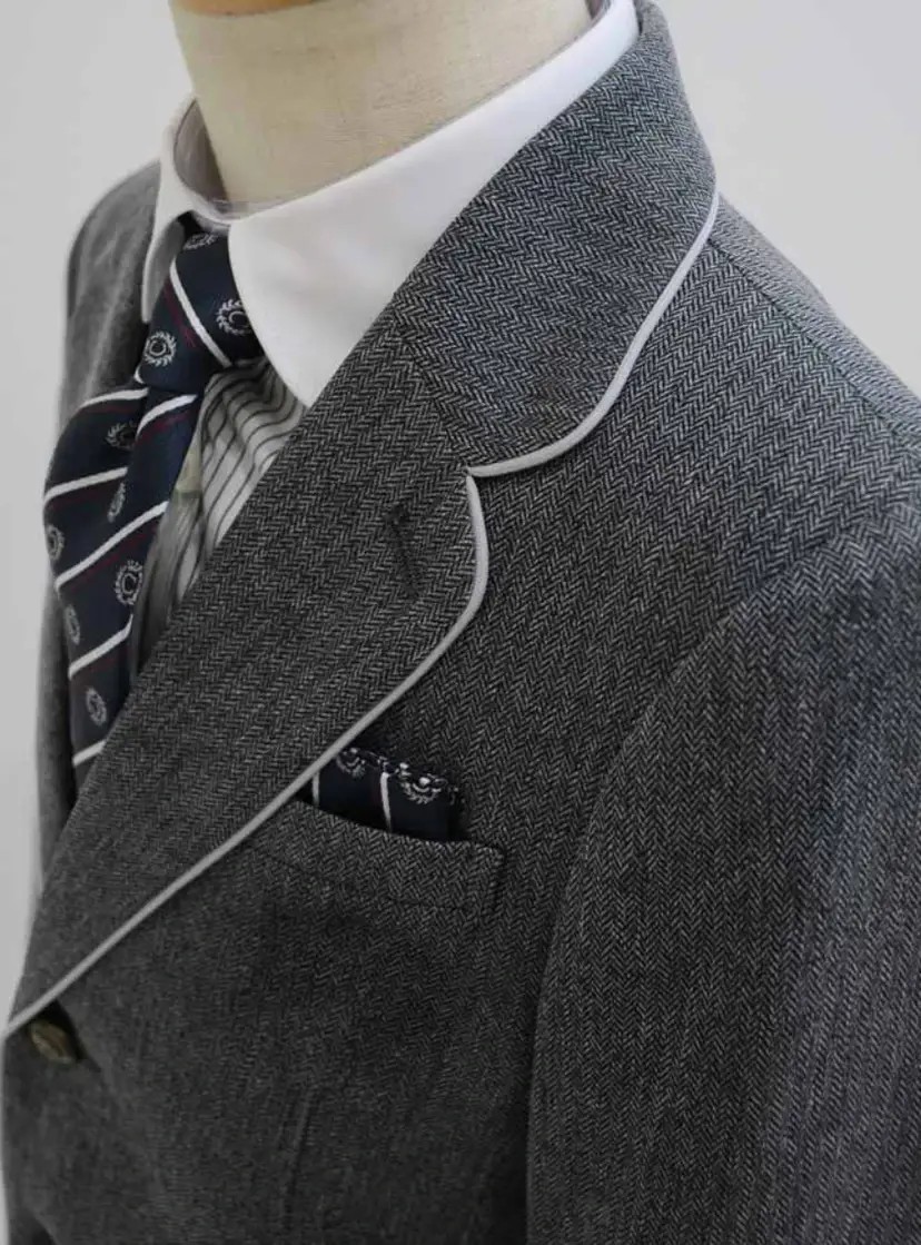 パイピングジャケット格子パンツスーツセット の画像5