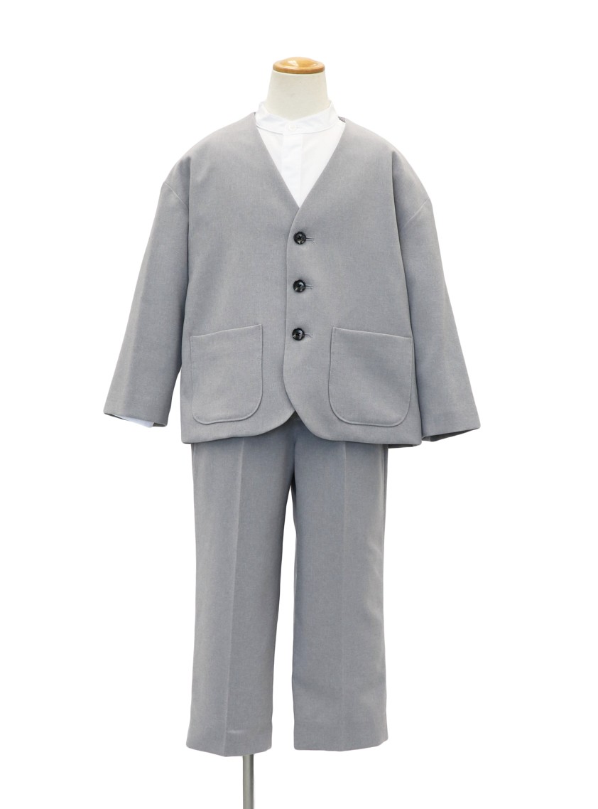 ノーカラージャケット・ロングパンツスーツセット の画像1