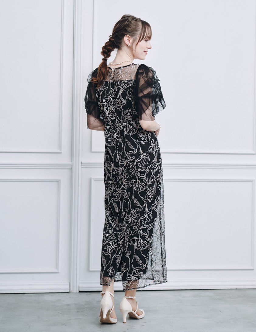 【LE’RURE】フルーフィスリーブペンシルワンピース の画像3