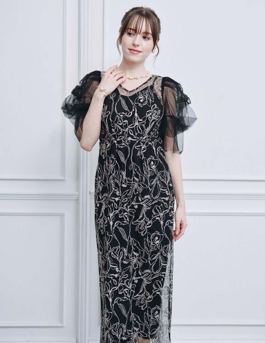 【LE’RURE】フルーフィスリーブペンシルワンピース の画像4