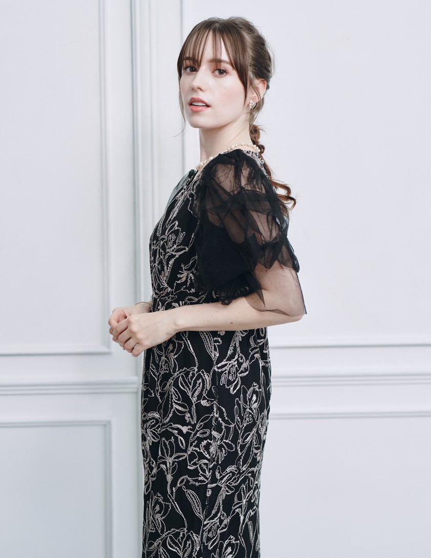 【LE’RURE】フルーフィスリーブペンシルワンピース の画像5